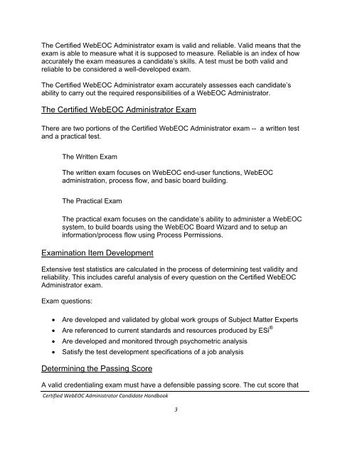 Certified WebEOC Administrator Candidate Handbook