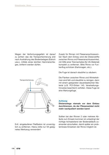 Einbauhinweise Rinnen