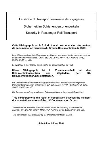 Sicherheit im Schienenpersonenverkehr - UIC