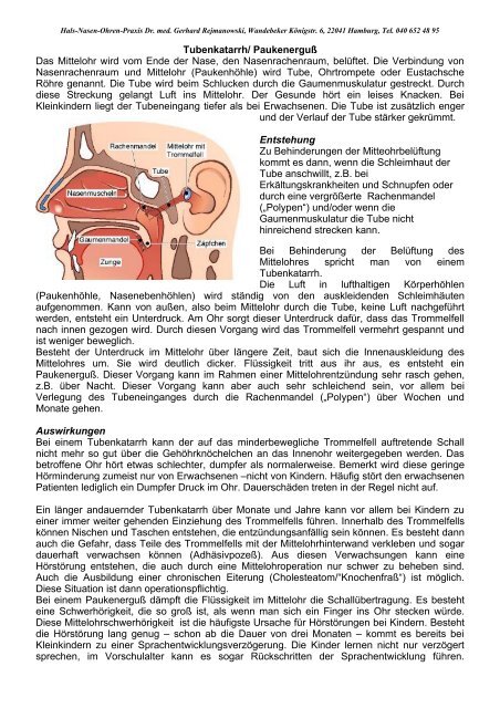 Tubenkatarrh - Dr. Rejmanowski