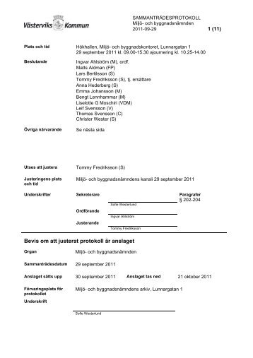 Protokoll september (pdf) - Västerviks kommun
