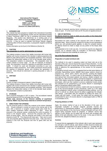 Anti-Human Globulin Standard ICSH/ISBT - NIBSC