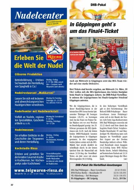 Das Programmheft des Spiels - Handball-Club Leipzig e.V.