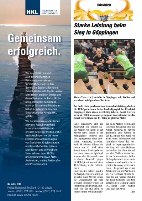 Das Programmheft des Spiels - Handball-Club Leipzig e.V.