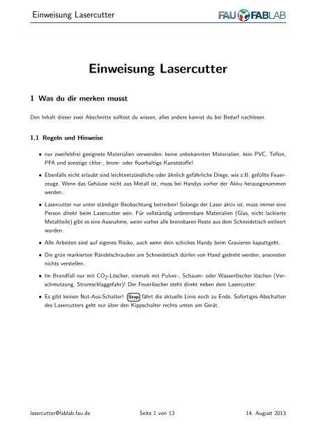 Einweisung Lasercutter