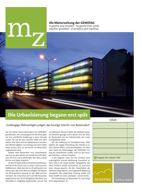Die Urbanisierung begann erst spät - GEWOFAG Holding GmbH