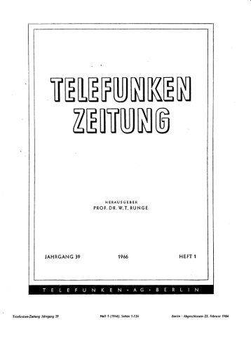 T elefunken-Zellung I ohr gang 39 Hefl | (1966), Setten l ... - FAFNER