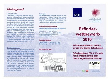 Erfinder - RUB Research School - Ruhr-Universität Bochum