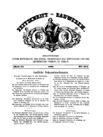 02. Zeitschrift für Bauwesen XXVI. 1876, H. I-III= Sp. 1-144