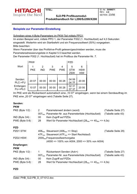 SJ2-PB Profibusmodul- Produkthandbuch für L200/SJ200 ... - RELKO