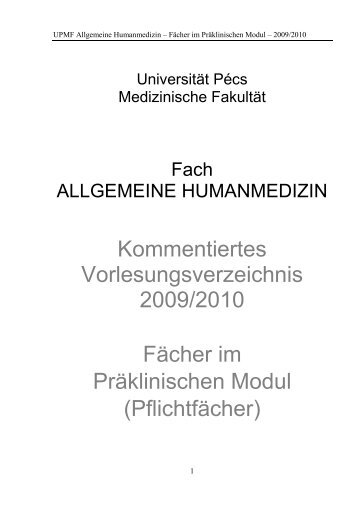 Kommentiertes Vorlesungsverzeichnis 2009/2010 Fächer im ...