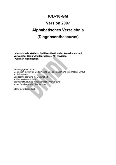 ICD-10-GM Version 2007 Alphabetisches Verzeichnis - Gesundheits ...
