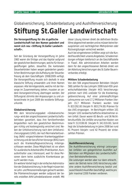 Jahresbericht 2009 - St.Galler Bauernverband