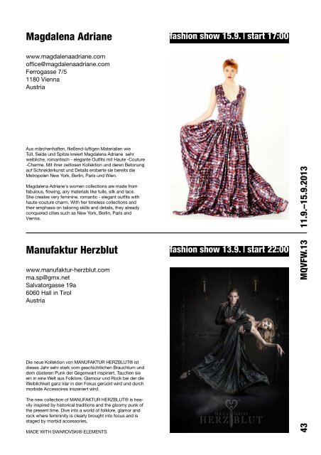 MQ VIENNA FASHION WEEK.13 MAGAZINE