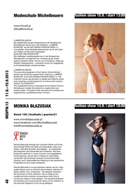 MQ VIENNA FASHION WEEK.13 MAGAZINE