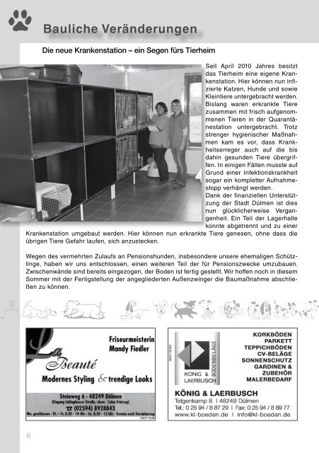 Tierheim-Zeitung Ausgabe 2010 - Tierschutzverein Dülmen e.V.