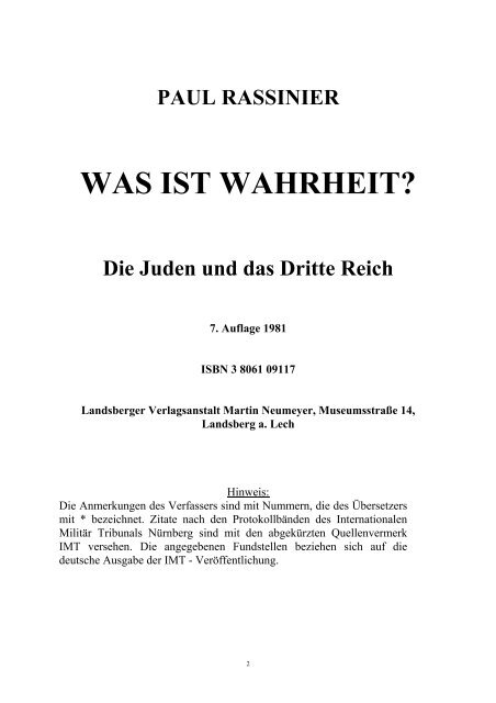 Die Juden und das Dritte Reich