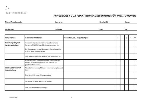 Praktikum (2 Jahre) - Kantonsschule am Brühl