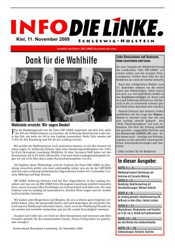 Info DIE LINKE November 2009.qxd - DIE LINKE. Schleswig Holstein