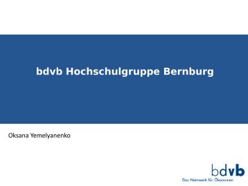 bdvb Hochschulgruppe Bernburg - Bundesverband Deutscher Volks ...