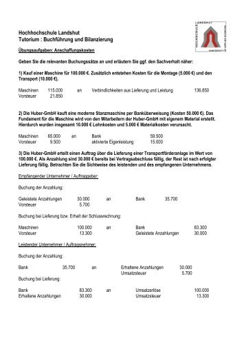 T4: Beispiel zu Anschaffungskosten inkl. Lösung - Prof-skopp.de