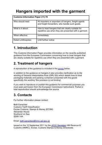Customs Information Paper (11) 78 (PDF 32K) - HM Revenue ...