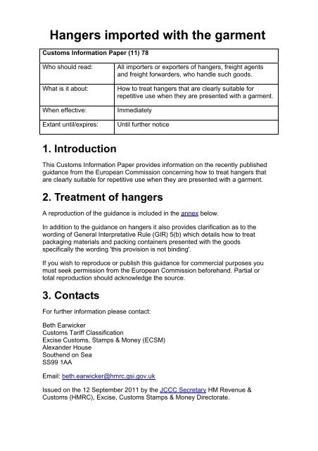 Customs Information Paper (11) 78 (PDF 32K) - HM Revenue ...