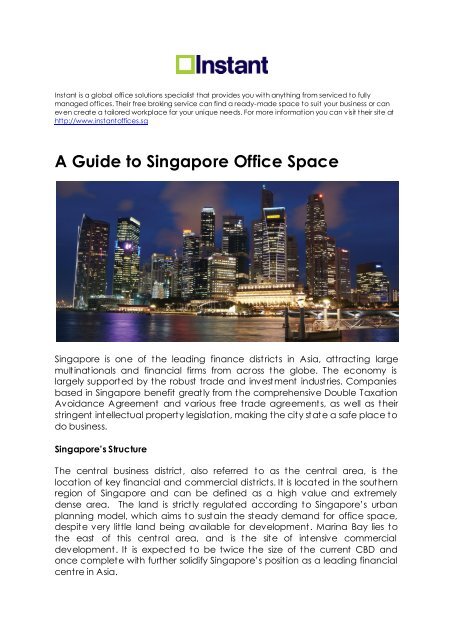 A Guide to Singapore Office Space