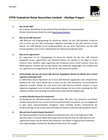 FAQs - IML_DE_July11 - ETF Securities