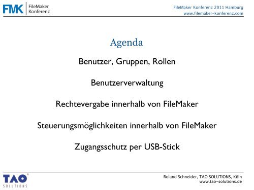 Kontenverwaltung mit FileMaker Pro by TAO Solutions - Roland ...