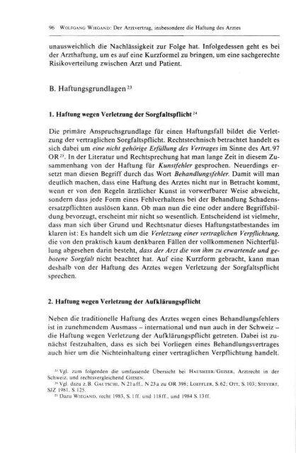 Der Arztvertrag, insbesondere die Haftung des Arztes