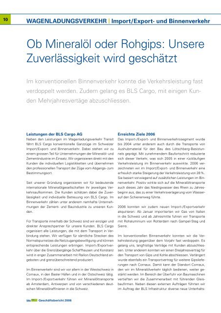 Geschäftsbericht 2006 - BLS Cargo AG