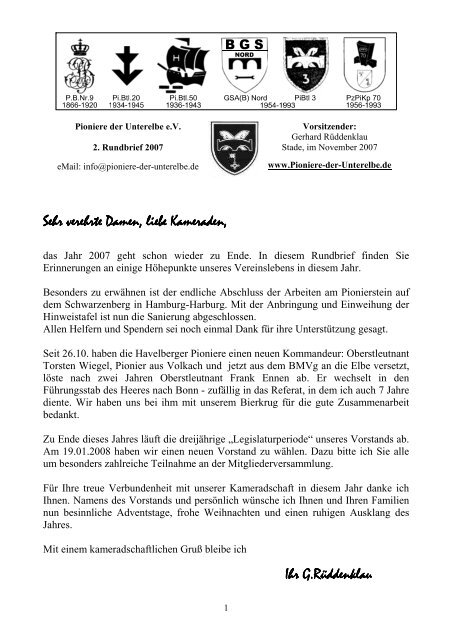 Rundbrief 2007 - 2 - Pioniere der Unterelbe