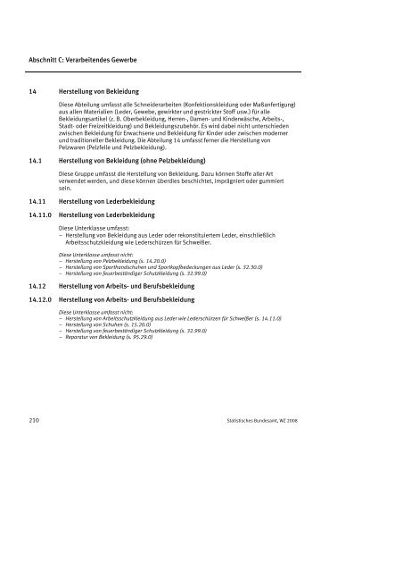 Klassifikation der Wirtschaftszweige 2008 (WZ 2008) - INVEP