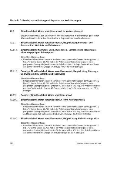 Klassifikation der Wirtschaftszweige 2008 (WZ 2008) - INVEP