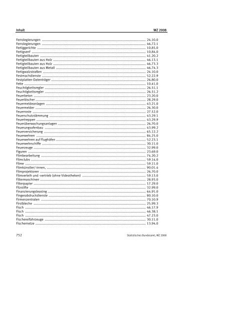 Klassifikation der Wirtschaftszweige 2008 (WZ 2008) - INVEP