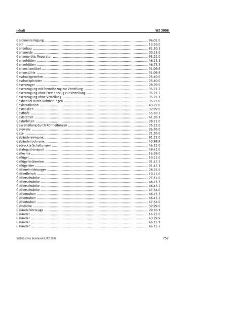 Klassifikation der Wirtschaftszweige 2008 (WZ 2008) - INVEP