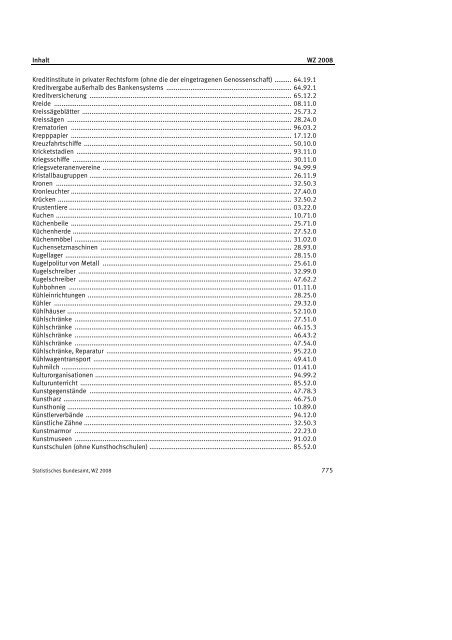 Klassifikation der Wirtschaftszweige 2008 (WZ 2008) - INVEP