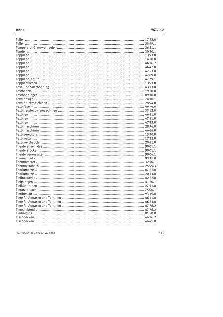 Klassifikation der Wirtschaftszweige 2008 (WZ 2008) - INVEP