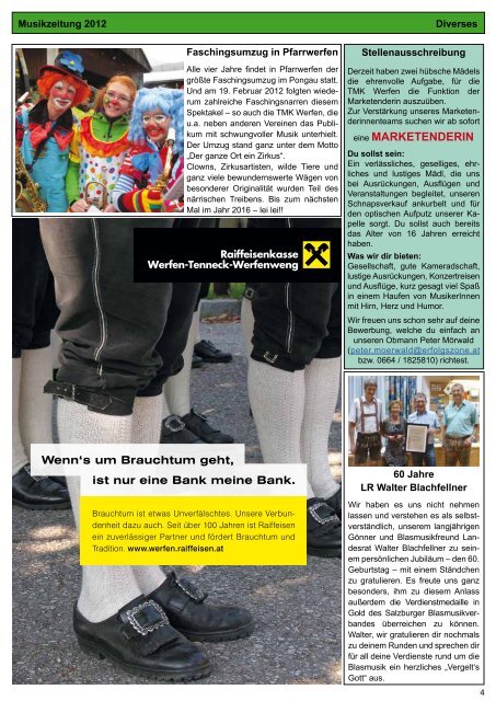 Musikzeitung der Trachtenmusikkapelle Werfen