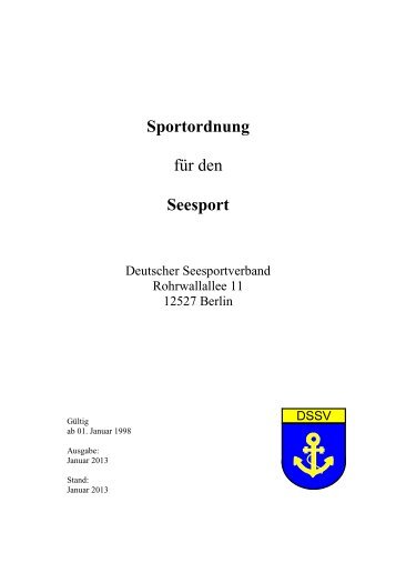 Sportordnung Seesport - Deutscher Seesportverband eV