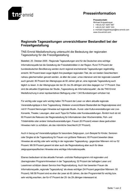 Presseinformation als PDF - TNS Emnid