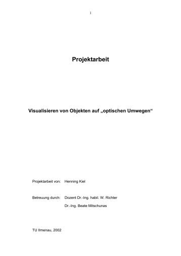 Projektarbeit "Visualisieren von Objekten auf optischen Umwegen"