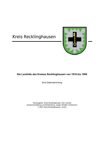 Die Landräte des Kreises Recklinghausen von 1816 bis 1999