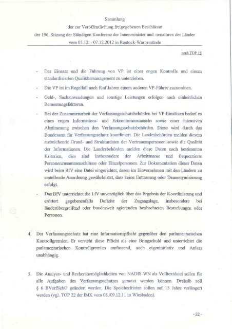 Protokoll der 39. Sitzung des Ausschusses für Inners am 10.01.2013