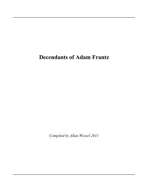 Decendants of Adam Frantz - Clark County Pioneers Home Page