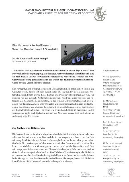 Ein Netzwerk in Auflösung: Wie die Deutschland AG zerfällt - MPIfG