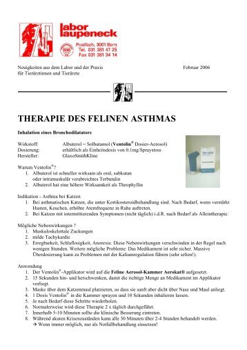 THERAPIE DES FELINEN ASTHMAS - Labor - Laupeneck