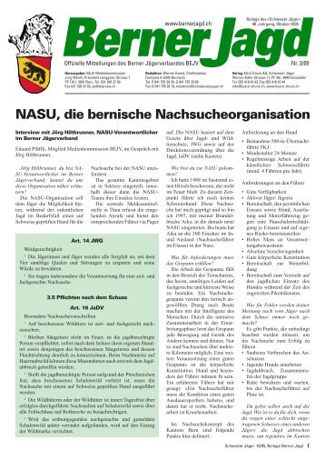 NASU, die bernische Nachsucheorganisation - Berner Jägerverband