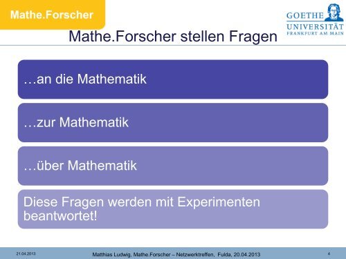 Die Workshop-Unterlagen von Prof. Dr. Matthias ... - Mathe.Forscher